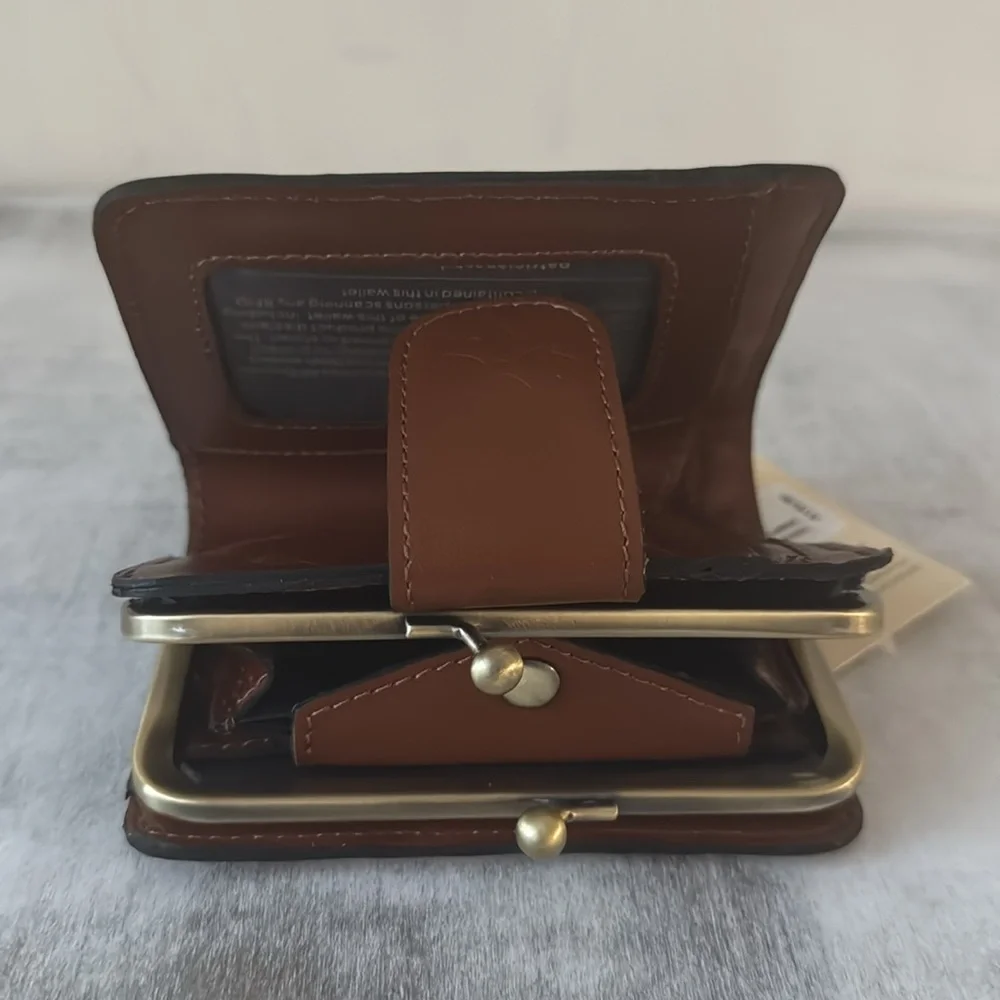 Patricia Nash Iberia Wallet Tooled Leather Bi-fold RFID Florence Brown